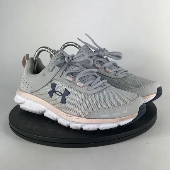 Under Armour Charged Assert 8 Gray/Pink Running Shoes 3021972-105 Women Size 9.5 - Picture 3 of 12